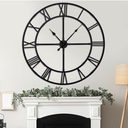 New Oversized 48 inch Wall Clock for Living Room Decor – Extra Large Silent Non-Ticking Modern Farmhouse Wall Clock, Decorative Metal Roman Numeral Cl