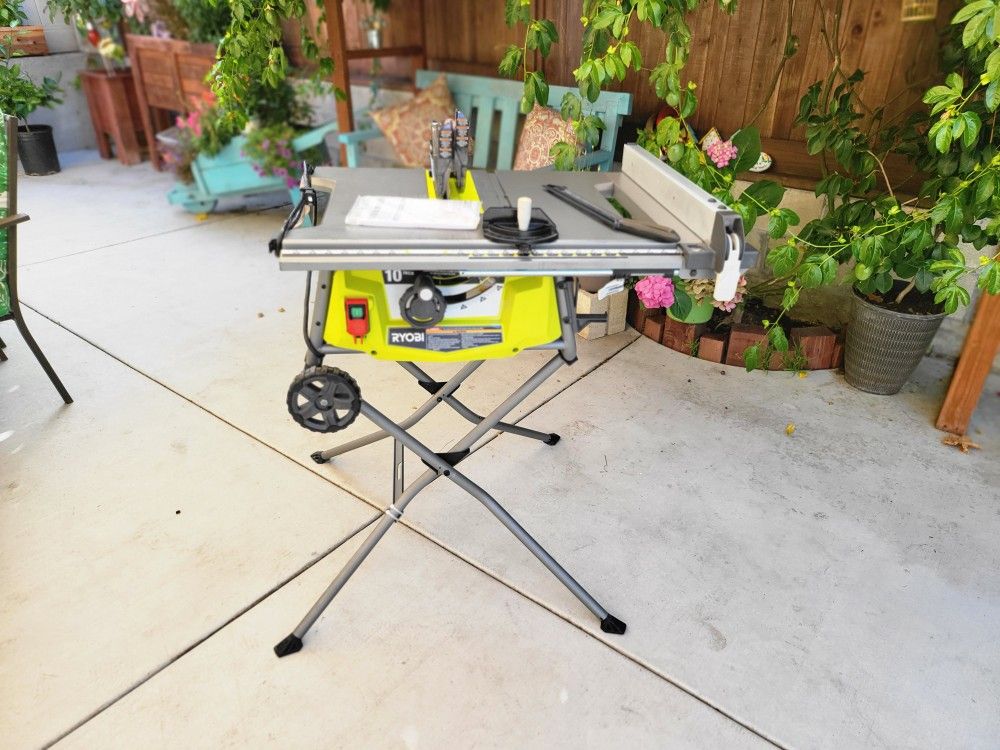 Ryobi 15 Amp 10 in. Expanded Capacity Portable Corded Table Saw With Rolling Stand