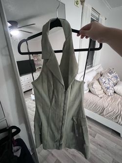 Army green denim dress