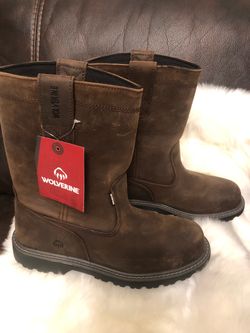 Brown Leather Pull-On Work Boots size 10