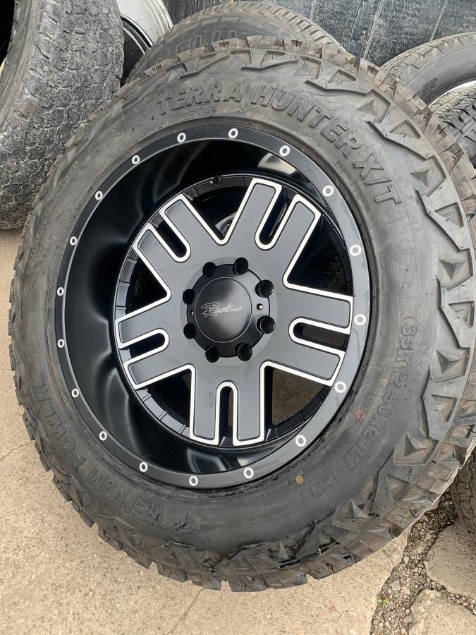 Brand New 20x12 Black Raceline Rims & M/T Tires 8 Lug Wheels Ram ...