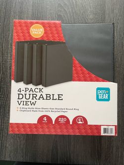 Brand New 4 Pack Durable View D Ring Binder