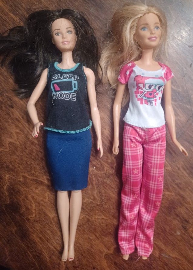 Two "Sleepover" Barbie Dolls By Mattel