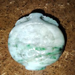 Jade Snuff Bottle And Jade Pendant 14k Gold Necklace Clasp 