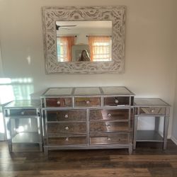 Mirrored Dresser & Nightstands