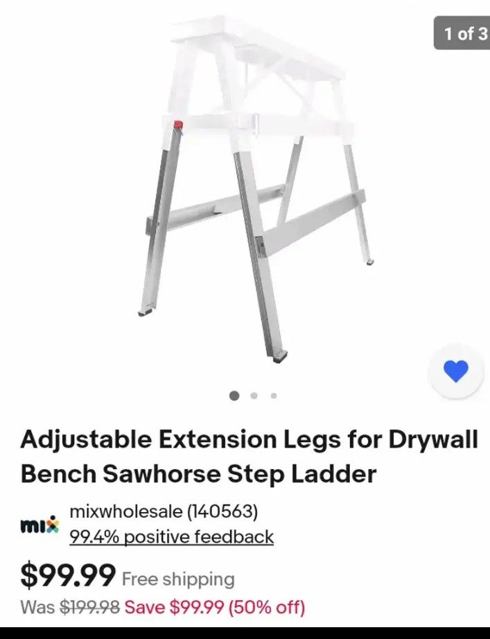 Adjustable Extension Legs for Drywall Bench Sawhorse Ladder - GypTool - Silver.... CHECK OUT MY PAGE FOR MORE ITEMS