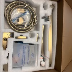 RAINLEX 1-Handle 1-Spray Square High Pressure Shower Faucet with Swivel Spout 10 in. Showerhead in Brushed Gold (Valve Included