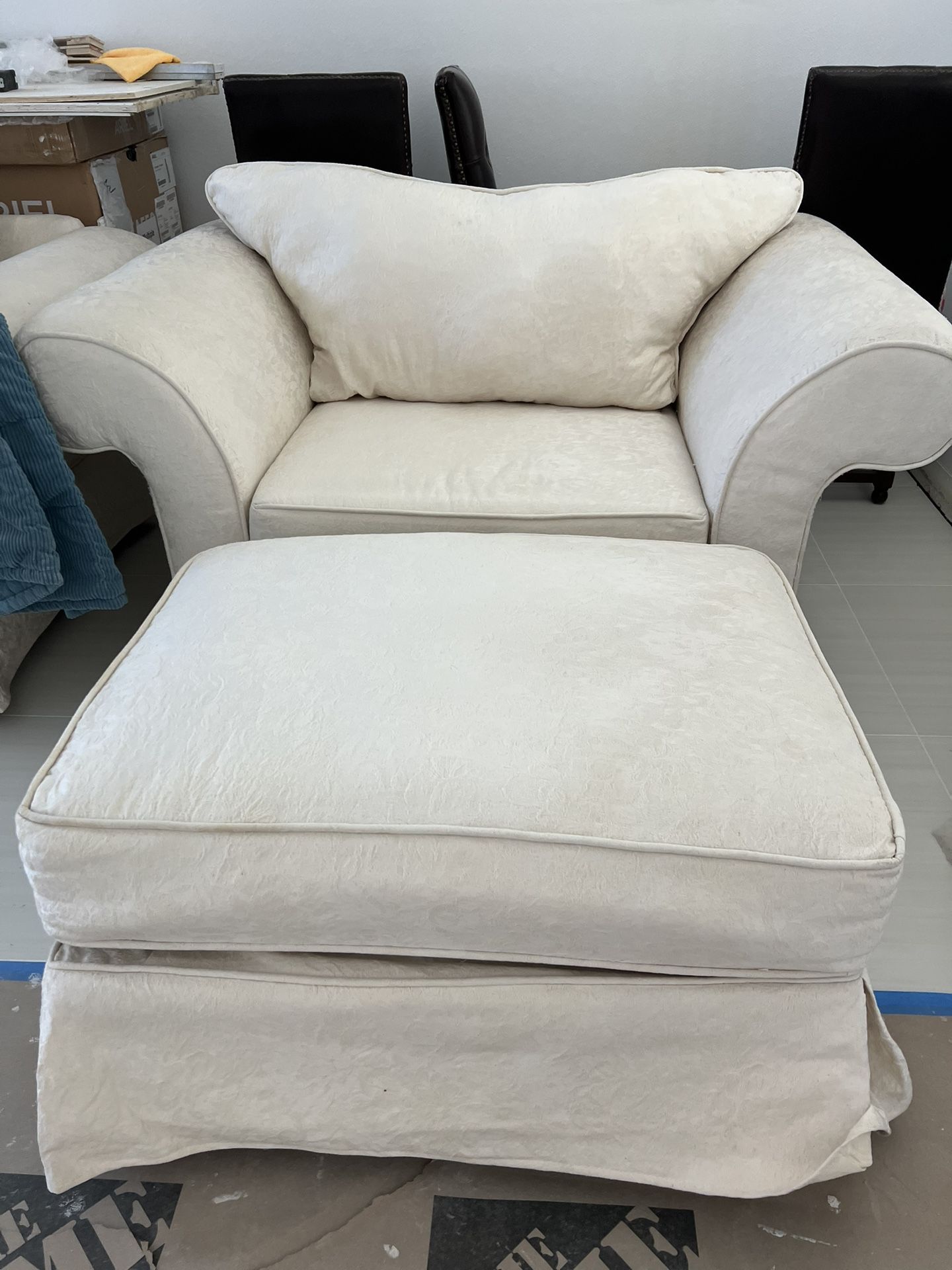 Armchair Ivory Sofa Ottoman