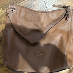 Kate Spade Brown Leather Shoulder Bag Hand Purse Multiple Compartments