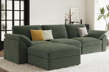 Green Corduroy Sectional Sofa