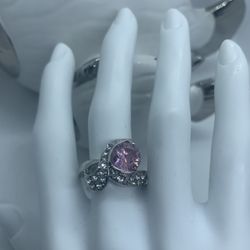 Beautiful Pink Zircon Jewelry Sterling Silver Ring size 10