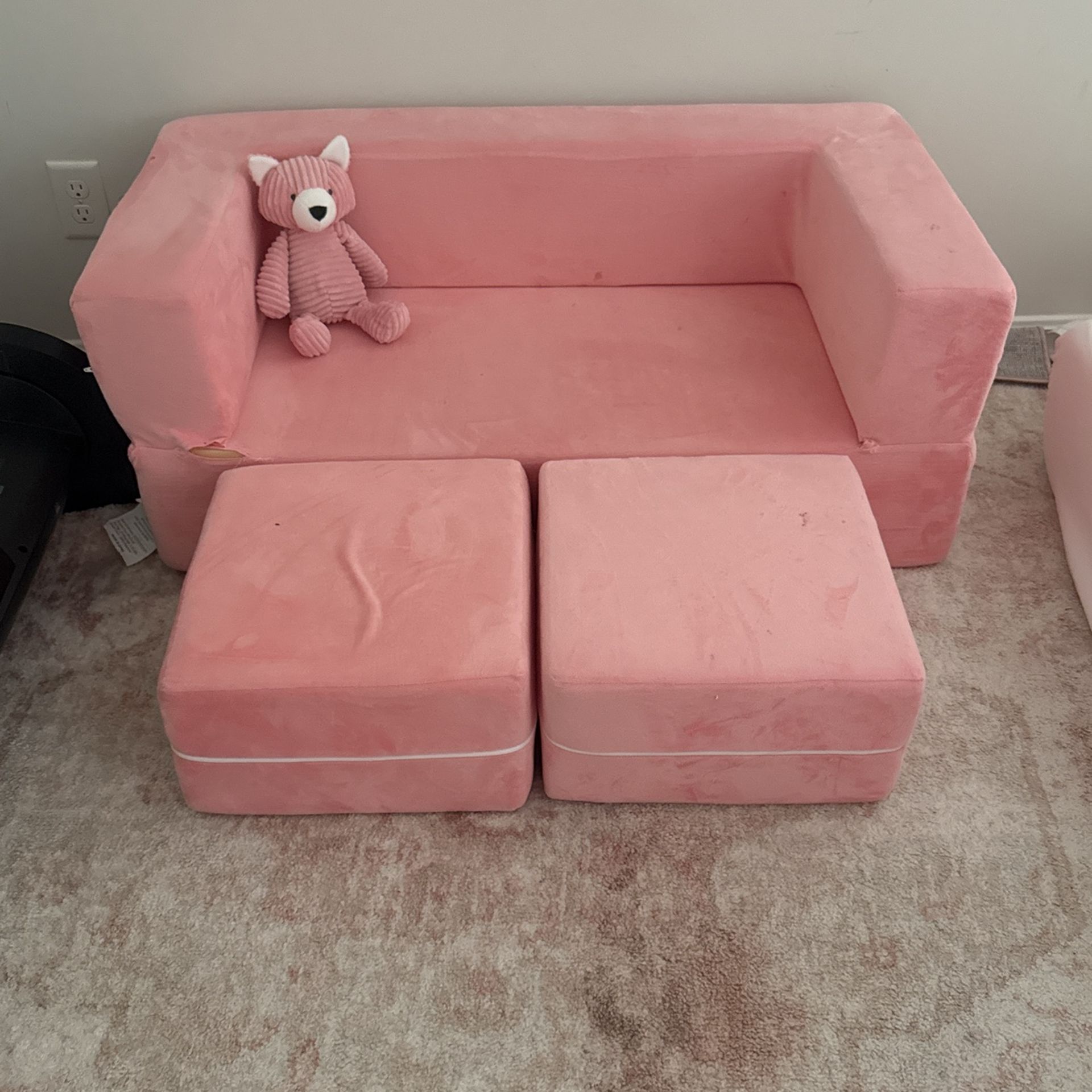 Pink kids sofa With Comfy Pink Fox