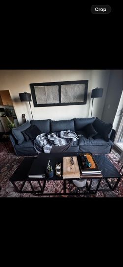 Dark Gray or Blue  Fabric Sectional Sofa