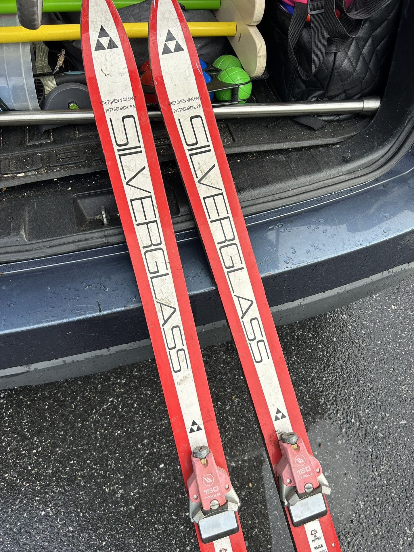 1970 Vintage Racing Ski Skis Silverglass Fischer 160