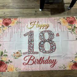 Happy 18th Birthday Vinyl Sign.  Very Large!  