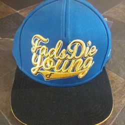 New Flat Fitty Snapback Cap W/Logo FADS DIE YOUNG Blue And Black