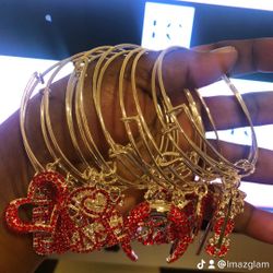 Red Charm Bangle Bracelet 