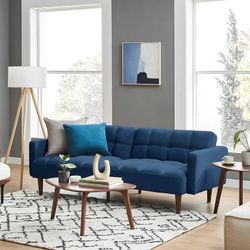 Blue Tufted Couch New In Box 📦 Folds Down Into A Bed 🛏️ 