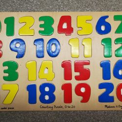Mellissa&Doug  Colorfull All Wooden  Numbers Puzzle