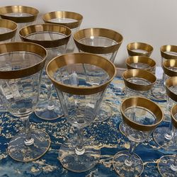 Tiffin  Franciscan Minton Clear Gold Trim Glasses