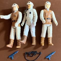 STAR WARS “REBEL COMMANDER & SOLDIERS” from 1980.  THREE Figures with WEAPONS in Excellent Condition.