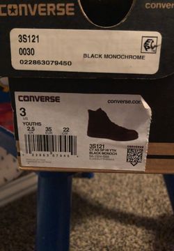 All black converses size 3 youths