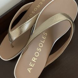  ❤️  New Aerosols Wedge Sandals, Leather Sandals Size 8