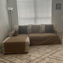 Beige  2 Piece Left Arm Facing Sectional With Couch Cover