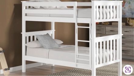 White Wood Twin Bunk Bed Frame