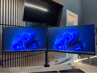 2-24” Computer Monitors with Dual Monitor Desk Mount
