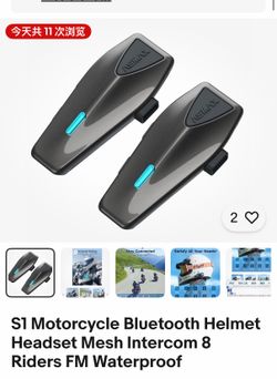 S1 Motorcycle Bluetooth Helmet Headset Mesh Intercom 8 Riders Waterproof FM Radio Noise Reduction Hands Free Music GPS Communication System