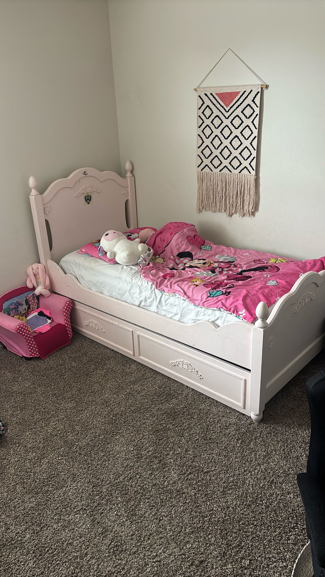 Pine Bed With Drawer Underneath 
