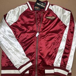 Harley-Davidson Women’s 120th Anniversary Bomber Jacket Burgundy & White 