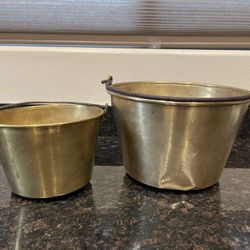 Pair of Antique Brass Buckets – H.W. Hayden Patent