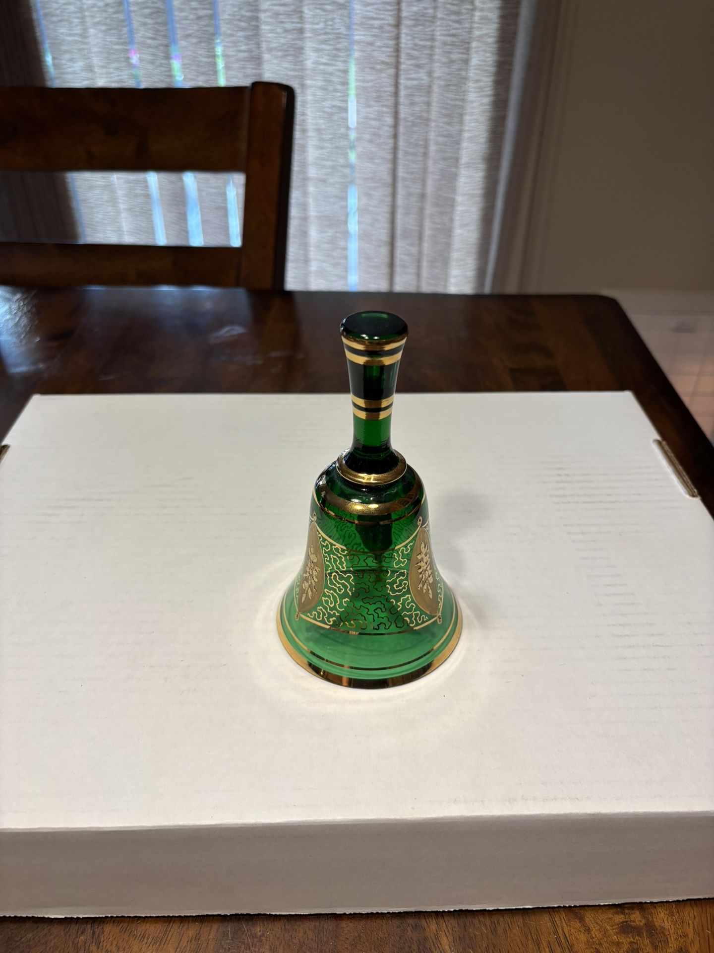 Vintage Bohemian green glass bell
