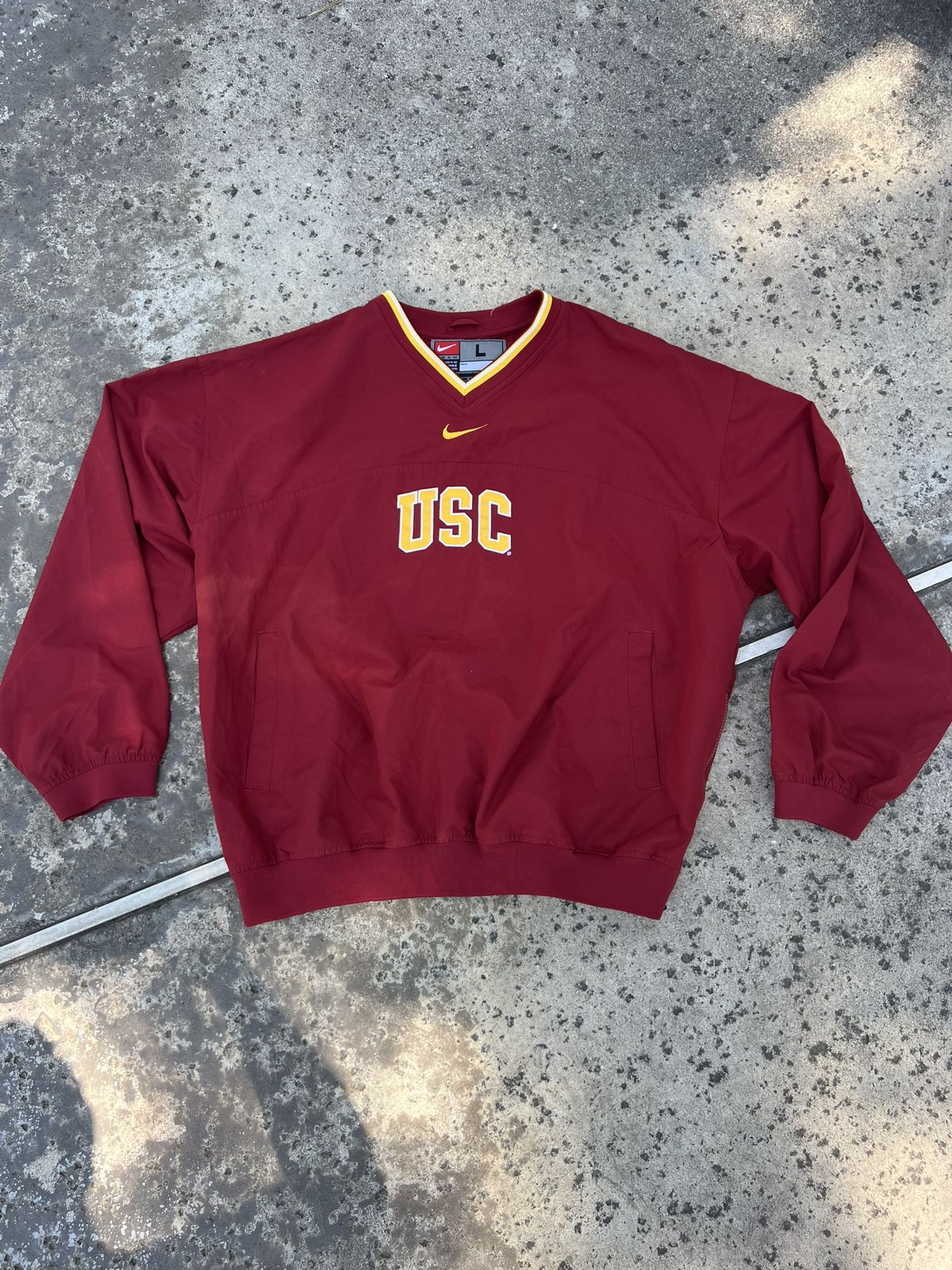Nike Team USC Center Swoosh Pullover Windbreaker, Size L, Performance Activewear