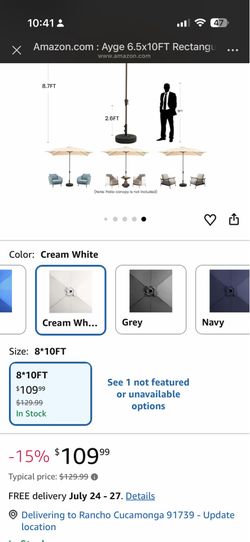 Ayge 8x10FT Large Rectangular Patio Umbrella Outdoor Table Umbrella w/Crank Rectangle Market Umbrella UV Protection for Garden, Deck,Lawn,Yard & Pool,
