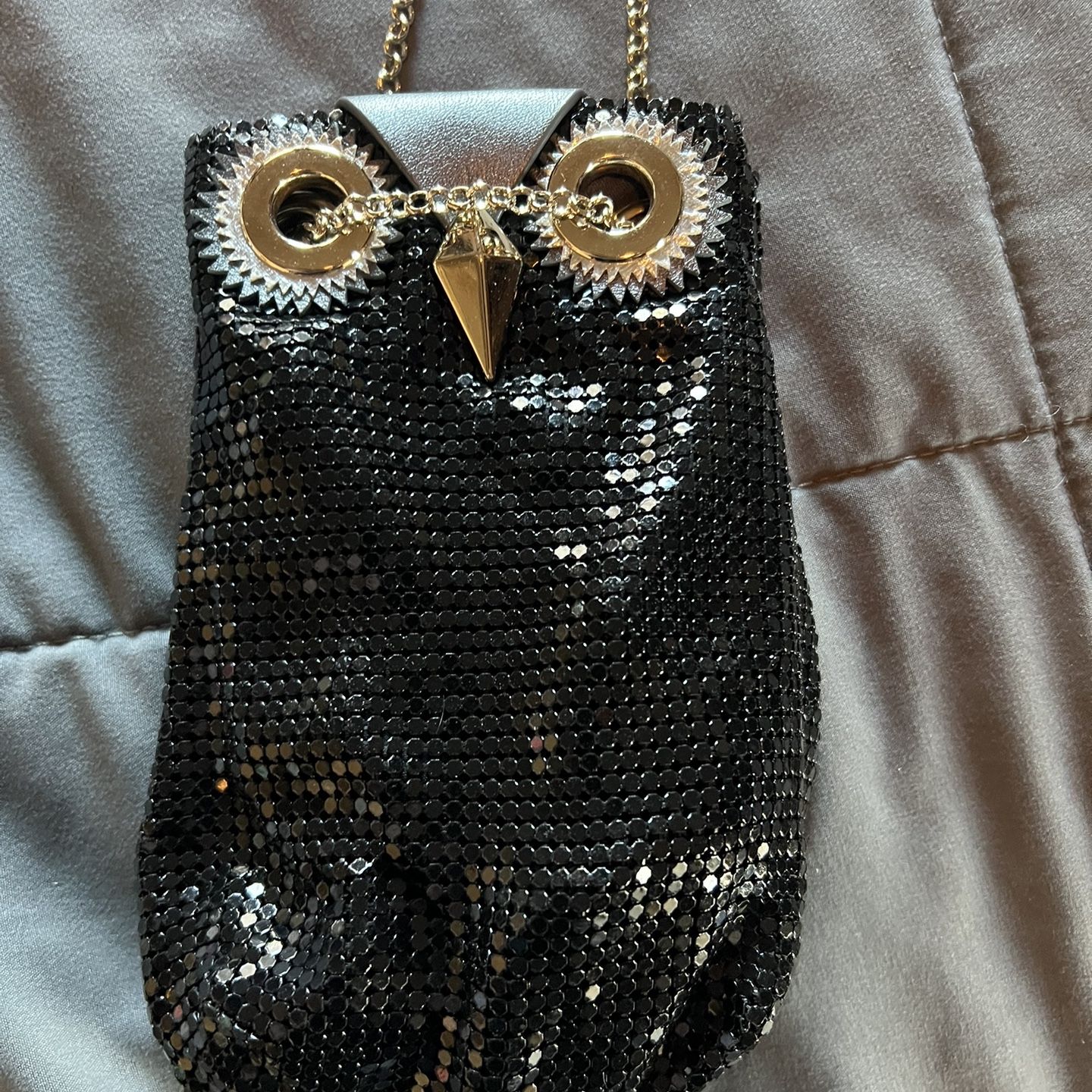 New Kate spade night owl handbag metallic black