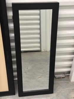 Black Wood Wall Mirror and jewelry case
