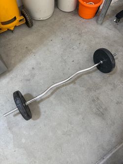 Curl Bar EZ Bar With Weights Workout Plates