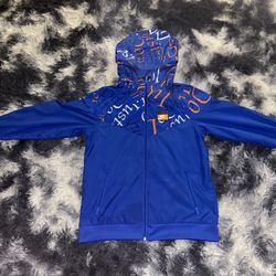 Nike Jacket Xl Blue/orange Just Do It Windrunner Sports Hoodie