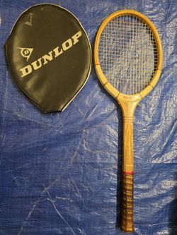 Vintage Dunlop Wooden Tennis Racket with cover