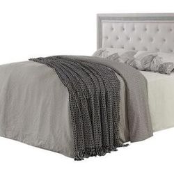 Queen White Leather Bed Frame NEW