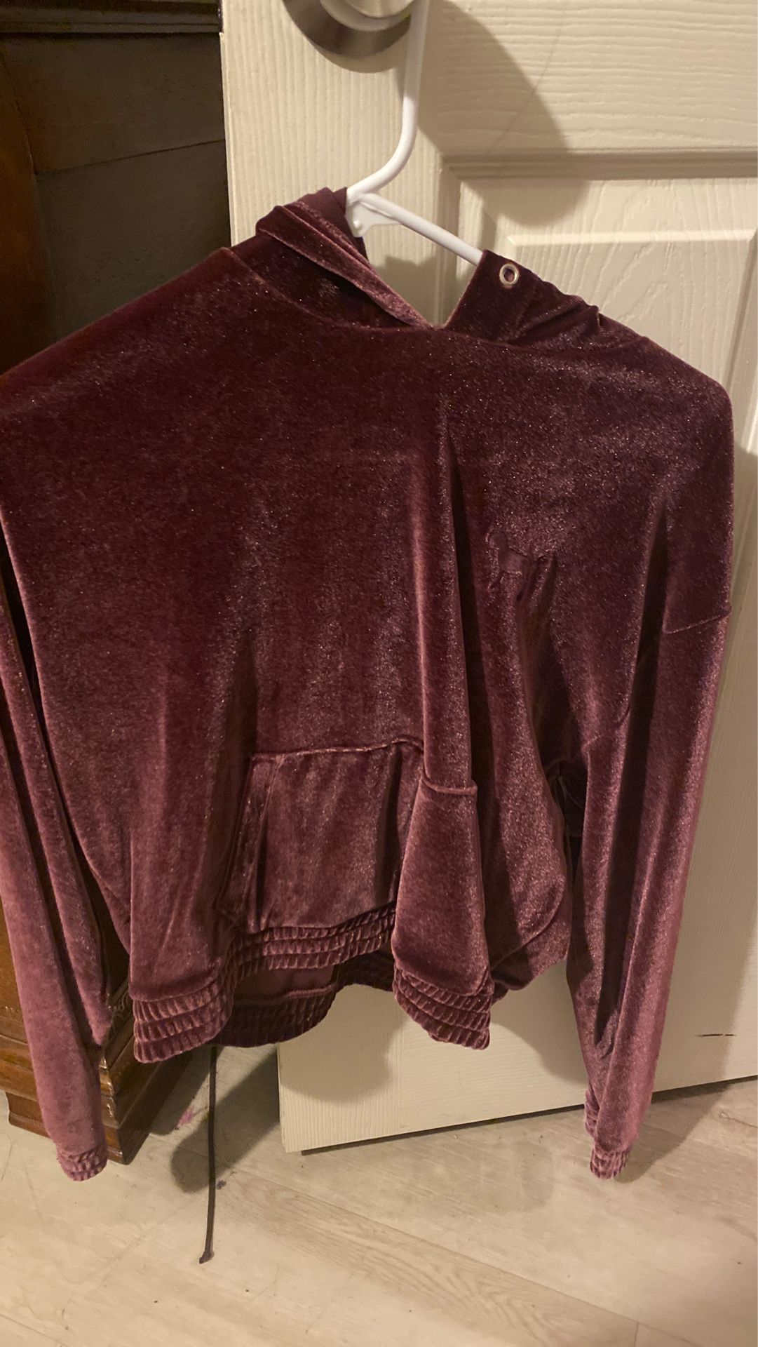 Velvet PINK hoodie Moving Need Gone