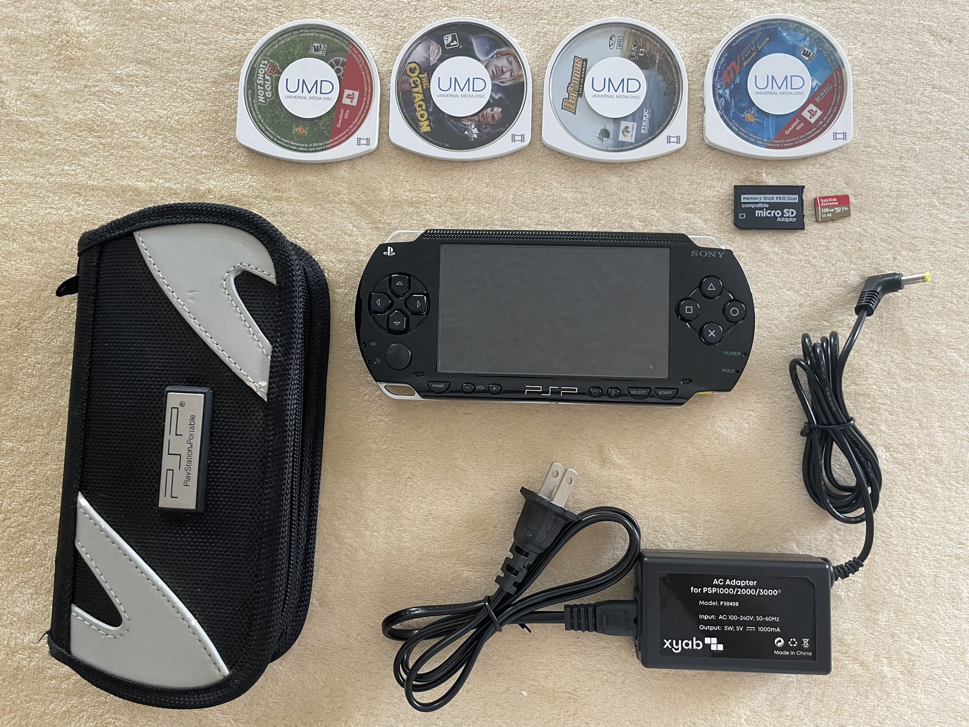 Sony PlayStation Portable Psp 1001 Black w/ 7000+ Games Saved in The 128GB Memory Card