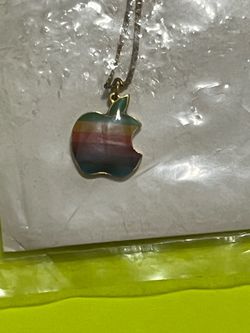 Vintage Rainbow Apple Logo Pendant Necklace