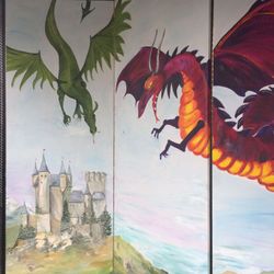 Double sided painted walls or room dividers