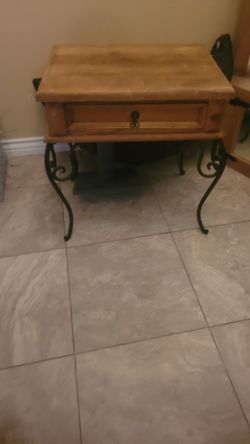 Rustic mirror and side table