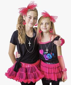 80s Accessories for Women Fancy Costume Neon Lace Headband Earrings Fishnet Gloves Necklace Bracelet