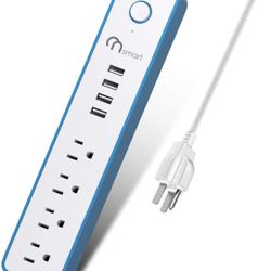 USB Surge Protector Power Strip, 4 Multi Outlets with 4 USB Charging Ports, 3.4A Total Output-600J Surge Protector Power Bar, 6 ft Long UL Cord, Wall